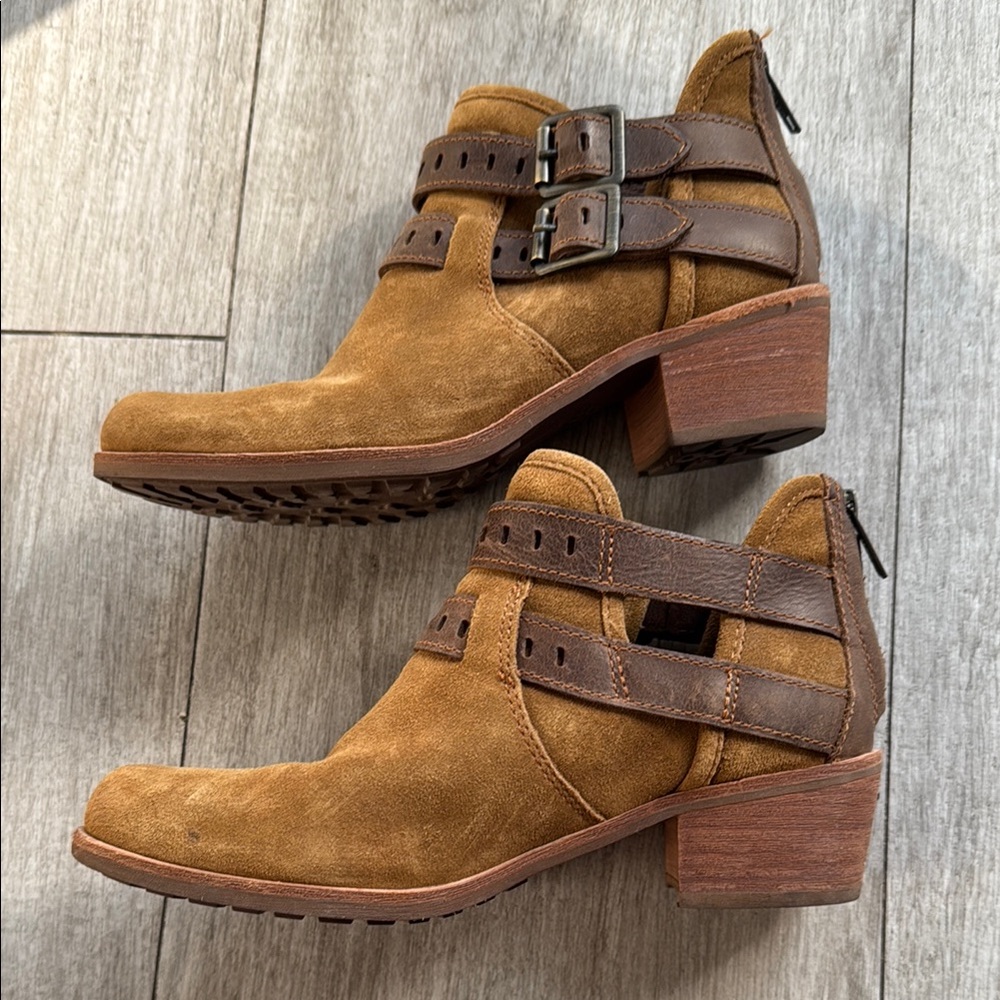 Ugg Patsy Brown Suede Ankle Boots with heels and cutouts size 6.5 fall boots - Picture 14 of 15